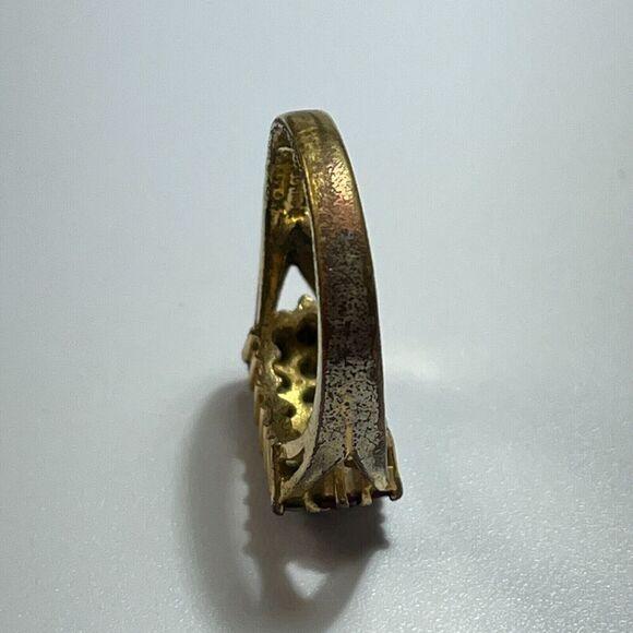 Vintage Estate Ruby Ring Size 7.5 18K Gold Plated Signed GRK Flaws - Picture 11 of 16